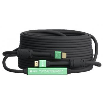 GCR Greenconnect Кабель HDMI 2.0 с активным усилителем 30.0m (15m+15m) AL case/ 2 Ф-кольца, 28/26, HDR 4:2:2, 4K/30Hz,черный, High speed 19M/19M