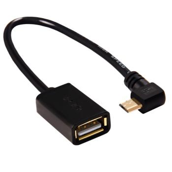 GCR  Адаптер переходник-гибкий USB 2.0 0.15m угловой, чёрный, позолоченные контакты, micro USB / AF USB 2.0, 28/28 AWG, морозостойкий