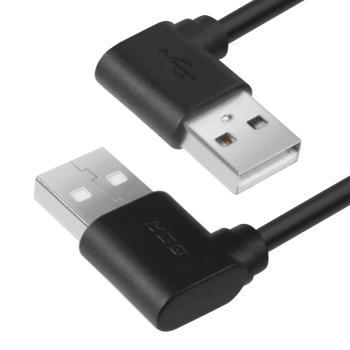 GCR  Кабель USB 2.0  0.2m AM/AM угловой/угловой, 28/28 AWG, экран, армированный, морозостойкий