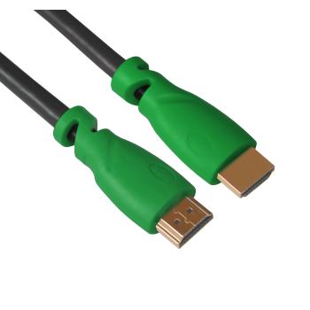 GCR  Кабель 0.3m v1.4 HDMI M/M черный, зеленые коннекторы, OD7.3mm, 30/30 AWG, позолоченные контакты, Ethernet 10.2 Гбит/с, 3D, 4K, экран
