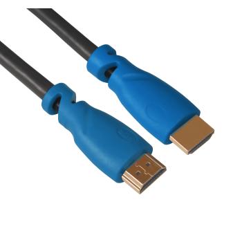 GCR  Кабель 0.3m v1.4 HDMI M/M черный, синие коннекторы, OD7.3mm, 30/30 AWG, позолоченные контакты, Ethernet 10.2 Гбит/с, 3D, 4K, экран