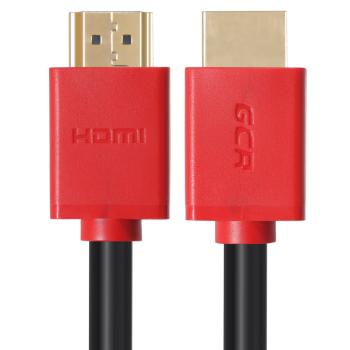 GCR  Кабель 0.5m v2.0 HDMI M/M красные коннекторы, OD7.3mm, 28/28 AWG, позолоченные контакты, Ethernet 18.0 Гбит/с, 3D, 4K, тройной экран