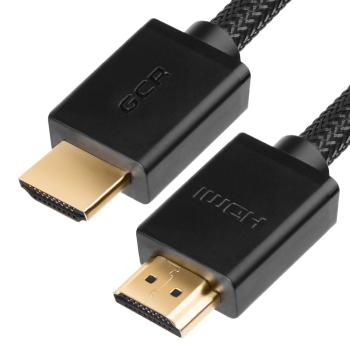GCR  Кабель 0.3m v2.0 HDMI M/M черный, нейлон, OD7.3mm, 28/28 AWG, позолоченные контакты, Ethernet 18 Гбит/с, 3D, 4K, тройной экран