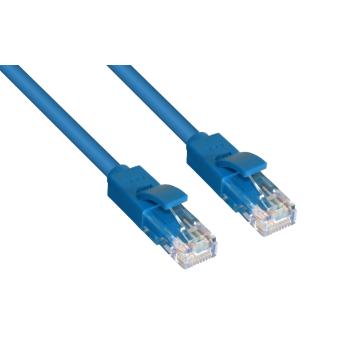GCR  Патч-корд прямой 0.1m UTP кат.5e, синий, позолоченные контакты, 24 AWG, литой, ethernet high speed 1 Гбит/с, RJ45, T568B