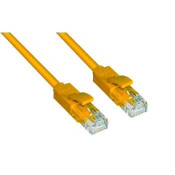 GCR  Патч-корд прямой 0.15m UTP кат.5e, желтый, позолоченные контакты, 24 AWG, литой, ethernet high speed 1 Гбит/с, RJ45, T568B