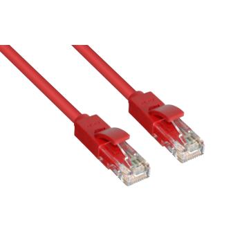 GCR  Патч-корд прямой 0.3m UTP кат.5e, красный, позолоченные контакты, 24 AWG, литой, ethernet high speed 1 Гбит/с, RJ45, T568B