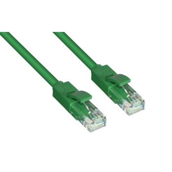 GCR  Патч-корд прямой 0.15m UTP кат.5e, зеленый, позолоченные контакты, 24 AWG, литой, ethernet high speed 1 Гбит/с, RJ45, T568B