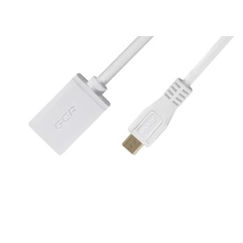 GCR  Адаптер переходник OTG 0.75m, белый, позолоченные контакты, 30/30 AWG, micro USB / AF USB 2.0, морозостойкий