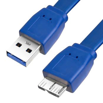 GCR  Кабель интерфейсный USB 3.0  1.0m   AM / micro B USB 3.0, синий, 28/24 AWG, экран