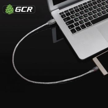 GCR  Кабель micro USB 2.0  0.3m прозрачный, 28/24 AWG, AM / microB 5pin, Premium, экран, армированный, морозостойкий