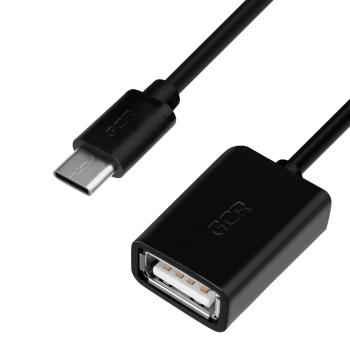 GCR  Кабель USB Type C  0.15m черный, 28/28 AWG, CM / USB 2.0 AF, экран, армированный, морозостойкий