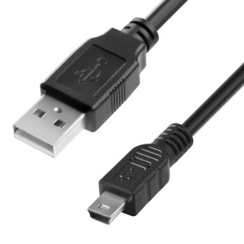 GCR  Кабель mini USB 2.0  1.5m черный, 28/24 AWG, AM / mini 5P, PRO, экран, армированный, морозостойкий