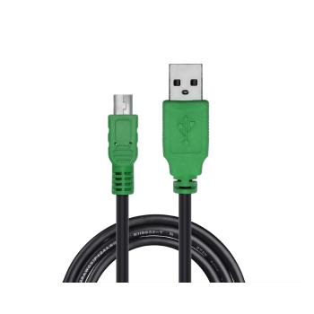 GCR  Кабель mini USB 2.0  1.5m черный, зеленые коннекторы, 28/28 AWG AM / mini 5P, экран, армированный, морозостойкий
