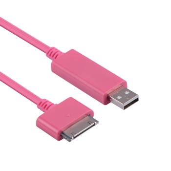 Greenconnection Кабель 0.8m USB 2.0 Premium   AM / 30pin AM, плоский, светодиодный, розовый