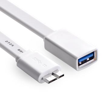 UGREEN Адаптер переходник-гибкий OTG 0.20m USB 3.0 Premium micro USB 10pin / AF USB,  28 / 28 AWG плоский, белый