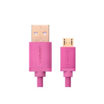 UGREEN Кабель интерфейсный USB 2.0  1.0m Premium  AM / microB 5pin, 28 / 24 AWG экран, розовый