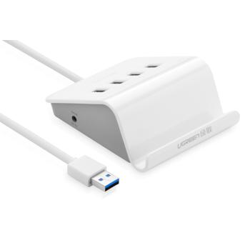 UGREEN USB 3.0 Хаб на 4 порта 1.0m  белый + разъем для доп.питания