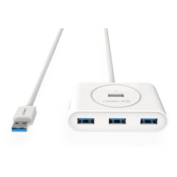 UGREEN USB 3.0 Хаб на 4 порта 0.3m  белый + разъем для доп.питания
