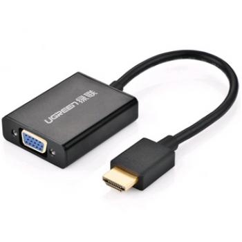 UGREEN Мультимедиа professional конвертер HDMI-&gt;VGA  + audio + micro USB алюминиевый черный корпус